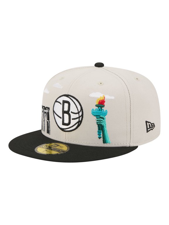 Men's New Era Tan/Black Brooklyn Nets Localized City Icon 59FIFTY Fitted Hat