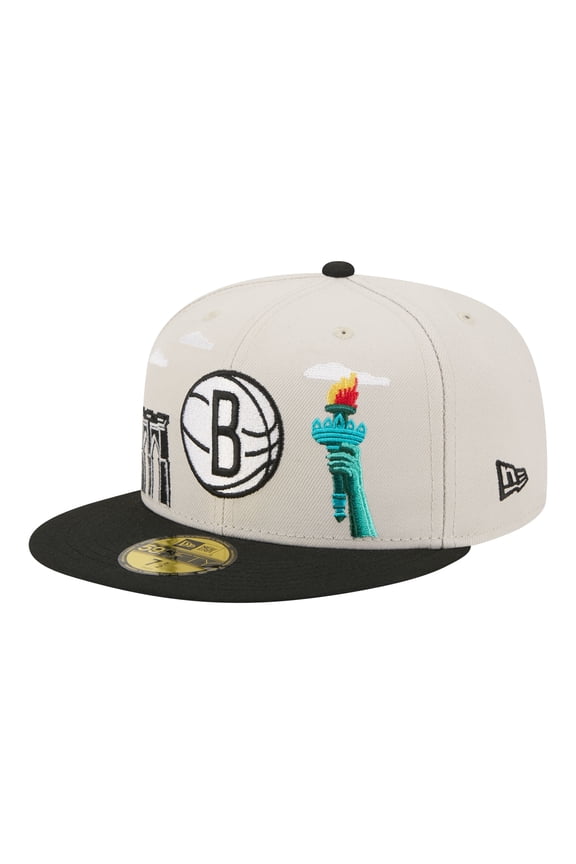Men's New Era  Tan/Black Brooklyn Nets Localized City Icon 59FIFTY Fitted Hat