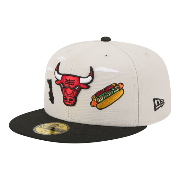 Men's New Era  Tan/Black Chicago Bulls Localized City Icon 59FIFTY Fitted Hat