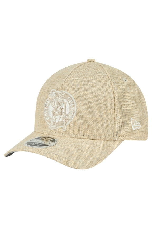Men's-New Era  Tan Boston Celtics Injection Woven A-Frame 9FORTY Adjustable Hat
