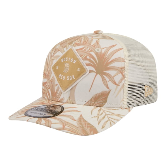 Men's New Era Tan Boston Red Sox Tonal Palm 9SEVENTY Adjustable Trucker Hat