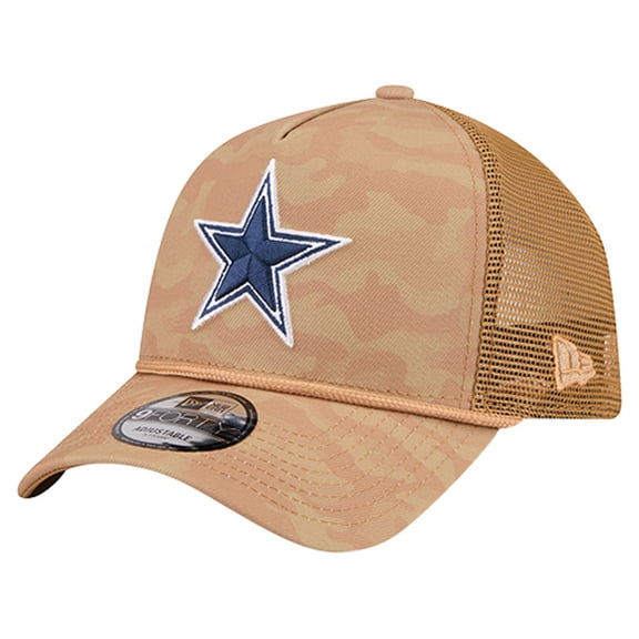 Men's New Era Tan Dallas Cowboys Wheat Camo 9FORTY Trucker Adjustable Hat