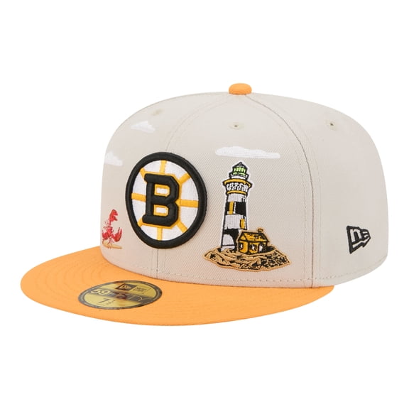 Men's New Era  Tan/Gold Boston Bruins Localized City Icon 59FIFTY Fitted Hat