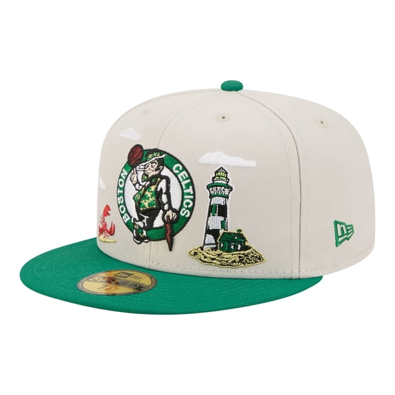 Men's New Era  Tan/Kelly Green Boston Celtics Localized City Icon 59FIFTY Fitted Hat