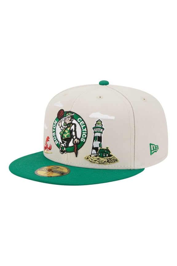 Men's New Era  Tan/Kelly Green Boston Celtics Localized City Icon 59FIFTY Fitted Hat