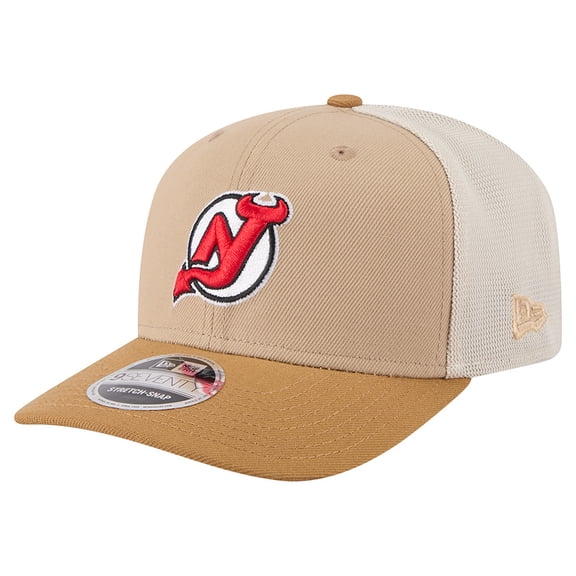 Men's New Era Tan/Light Brown New Jersey Devils Two-Tone Trucker 9SEVENTY Stretch Snap Adjustable Hat