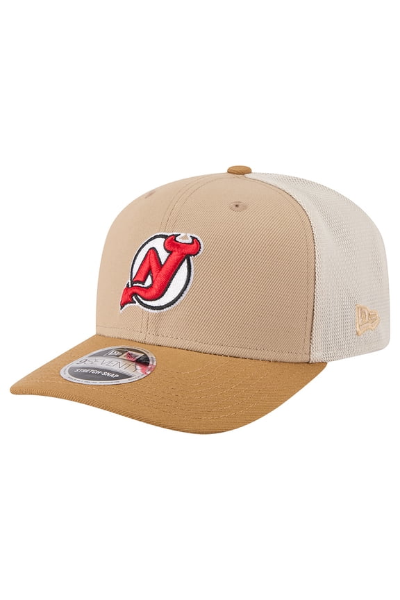 Men's New Era Tan/Light Brown New Jersey Devils Two-Tone Trucker 9SEVENTY Stretch Snap Adjustable Hat