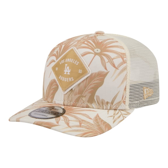 Men's New Era Tan Los Angeles Dodgers Tonal Palm COOLERA 9SEVENTY Adjustable Trucker Hat