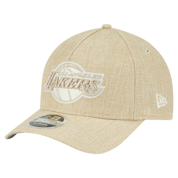 Men's-New Era Tan Los Angeles Lakers Injection Woven A-Frame 9FORTY Adjustable Hat