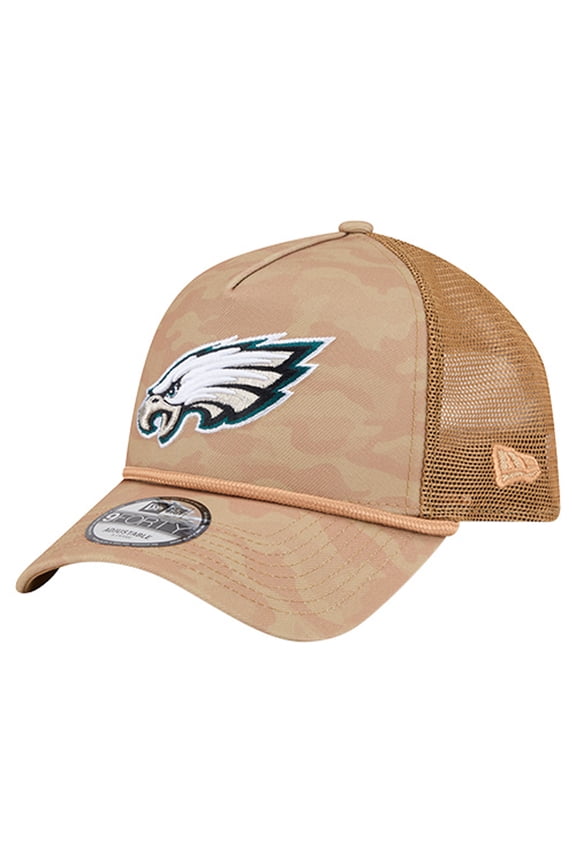 Men's New Era Tan Philadelphia Eagles Wheat Camo 9FORTY Adjustable Hat