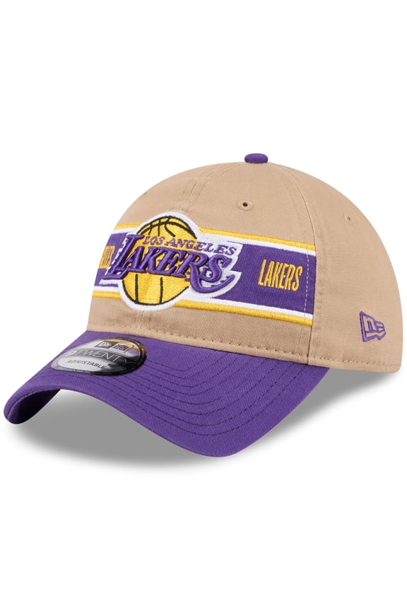 Men's New Era Tan/Purple Los Angeles Lakers 2024 NBA Draft 9TWENTY Adjustable Hat