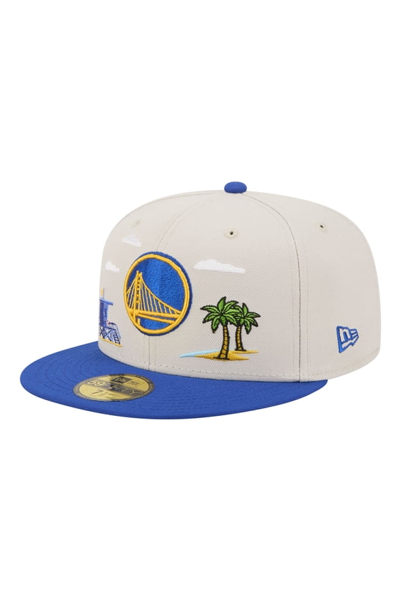 Men's New Era  Tan/Royal Golden State Warriors Localized City Icon 59FIFTY Fitted Hat