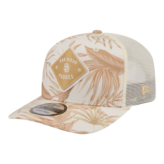 Men's New Era Tan San Diego Padres Tonal Palm COOLERA 9SEVENTY Adjustable Trucker Hat