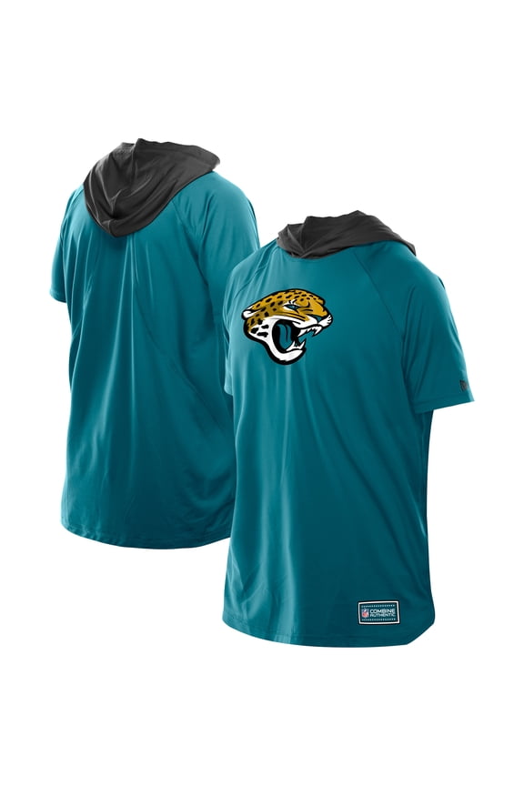 Men's New Era  Teal Jacksonville Jaguars Combine Authentic Hooded Raglan Short-Sleeve T-Shirt