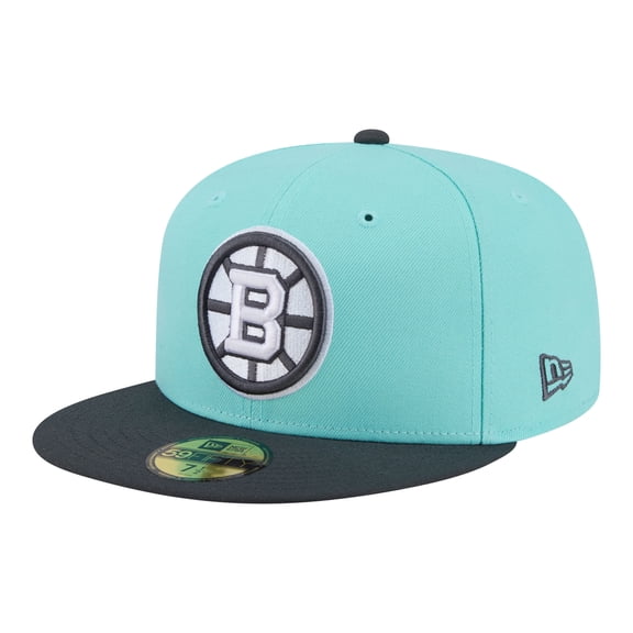Men's New Era Turquoise/Charcoal Boston Bruins Two-Tone Color Pack 59FIFTY Fitted Hat