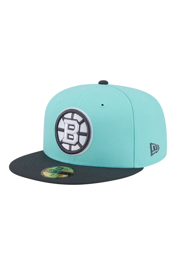 Men's New Era Turquoise/Charcoal Boston Bruins Two-Tone Color Pack 59FIFTY Fitted Hat