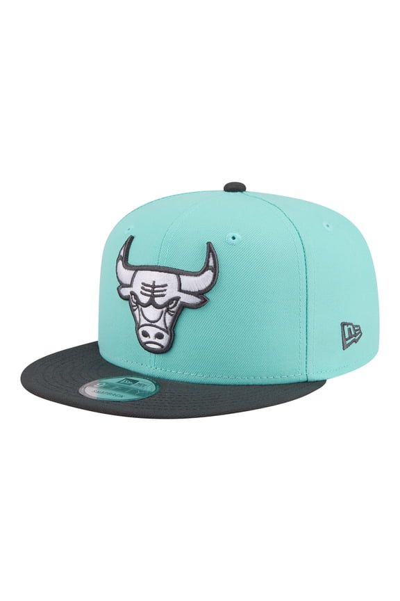 Men's New Era Turquoise/Charcoal Chicago Bulls Color Pack Two-Tone 9FIFTY Snapback Hat