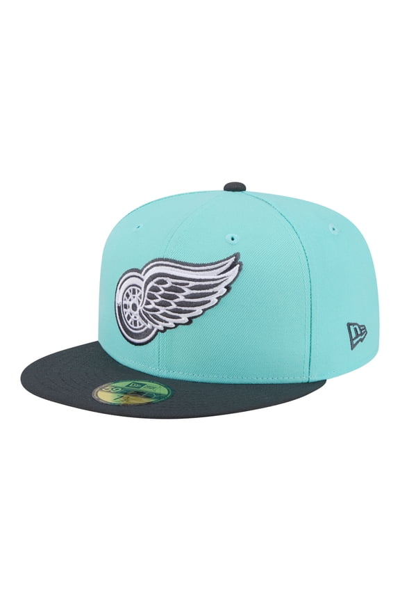 Men's New Era Turquoise/Charcoal Detroit Red Wings Two-Tone Color Pack 59FIFTY Fitted Hat