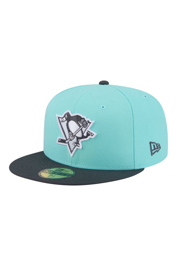 Men's New Era Turquoise/Charcoal Pittsburgh Penguins Two-Tone Color Pack 59FIFTY Fitted Hat