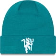 thumbnail image 1 of Men's New Era Turquoise Manchester United Seasonal Cuffed Knit Hat, 1 of 2
