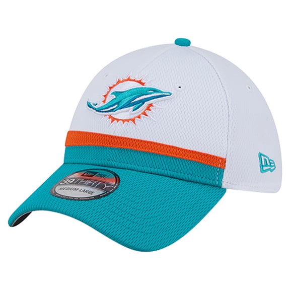 Men's New Era White/Aqua Miami Dolphins Dashmark Rays 39THIRTY Flex Hat
