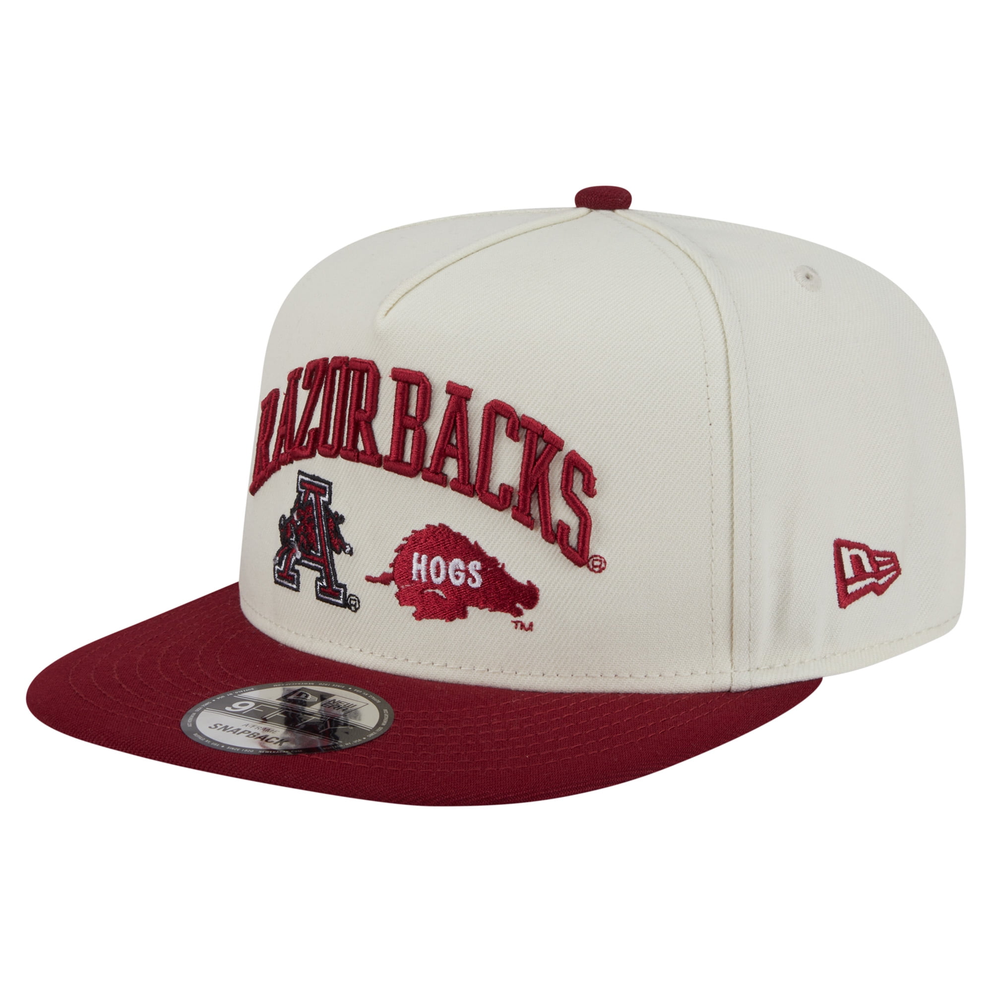 Youth Razorback Hat Men's New Era White Arkansas Razorbacks Collegiate 9FIFTY A-Frame ...