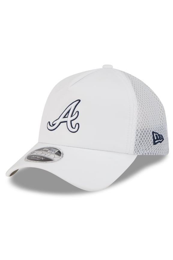Men's New Era White Atlanta Braves 2026 Batting Practice Apex 9FORTY Adjustable Trucker Hat