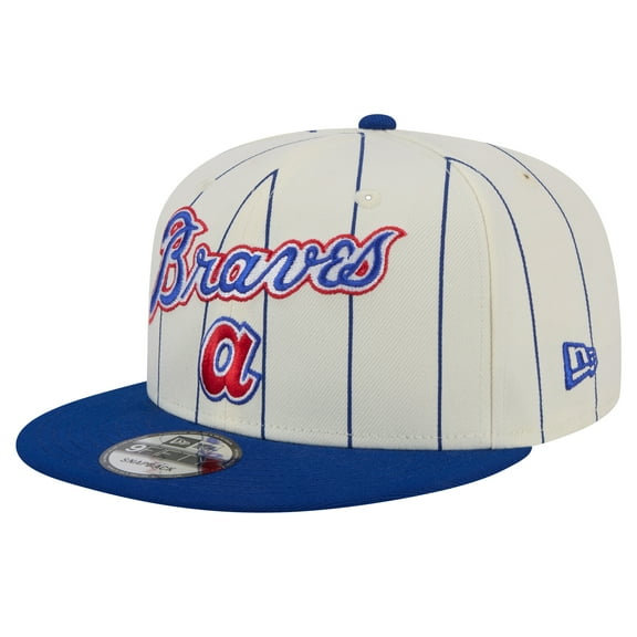 Men's New Era White Atlanta Braves Jersey Pinstripe 9FIFTY Snapback Hat