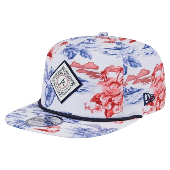 Men's New Era White Atlanta Braves Printed Island Golfer Snapback Hat