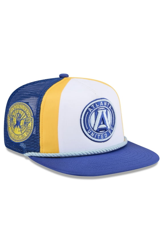 Men's New Era White Atlanta United FC 2024 Jersey Hook A-Frame Trucker 9FIFTY Snapback Hat