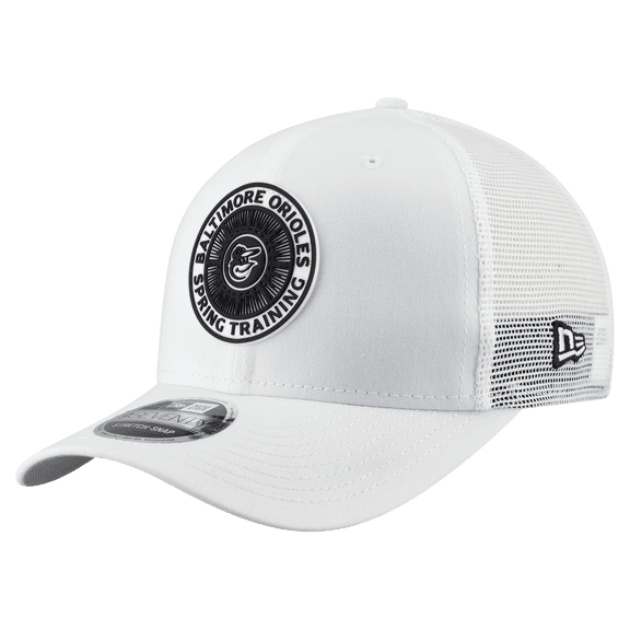 Men's New Era White Baltimore Orioles 2026 Spring Training Fan Pack 9SEVENTY Adjustable Trucker Hat