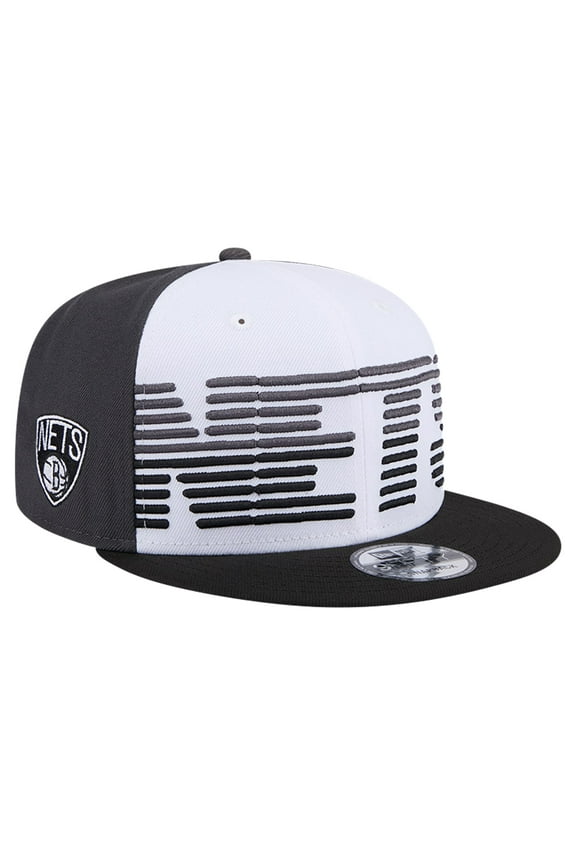 Men's New Era White/Black Brooklyn Nets Throwback Gradient Tech Font 9FIFTY Snapback Hat