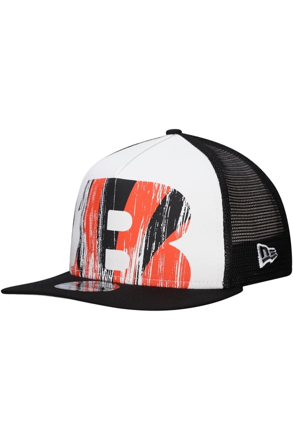 Men's New Era White/Black Cincinnati Bengals Distressed 9FIFTY A-Frame Snapback Hat