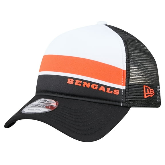 Men's New Era White/Black Cincinnati Bengals Sport Night Color Block 9FORTY A-Frame Trucker Adjustable Hat