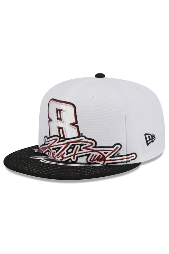Men's New Era White/Black Kyle Busch 9FIFTY Snapback Hat