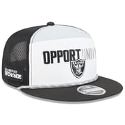 Mens New Era White/Black Las Vegas Raiders 2025 Inspire Change Split Panel 9FIFTY Snapback Hat
