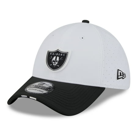 Men's New Era  White/Black Las Vegas Raiders 2025 NFL Training Camp 39THIRTY Flex Hat