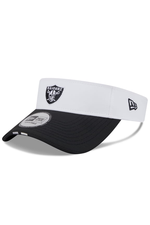 Men's New Era White/Black Las Vegas Raiders 2025 NFL Training Camp Adjustable Visor