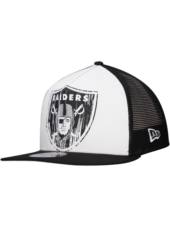 Men's New Era White/Black Las Vegas Raiders Distressed 9FIFTY A-Frame Snapback Hat