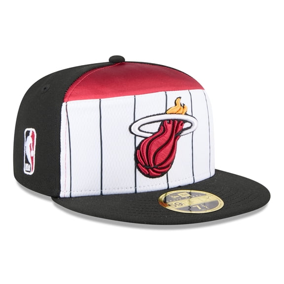 Men's New Era White/Black Miami Heat 2025 NBA Tip Off Split Panel 59FIFTY Fitted Hat