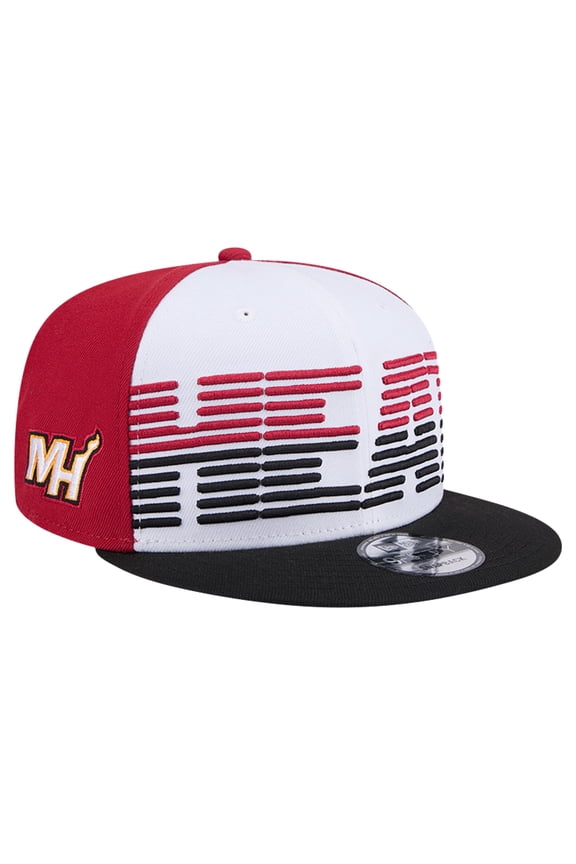 Men's New Era White/Black Miami Heat Throwback Gradient Tech Font 9FIFTY Snapback Hat