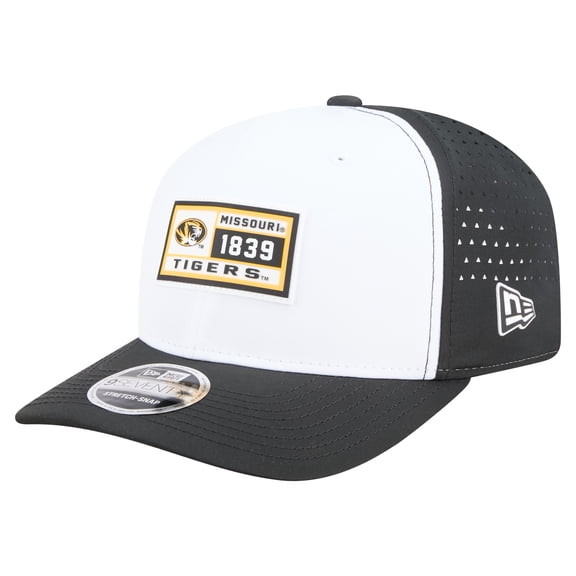 Men's New Era White/Black Missouri Tigers Perforated Patched 9SEVENTY Adjustable Hat