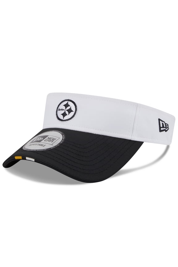 Men's New Era White/Black Pittsburgh Steelers 2025 NFL Training Camp Adjustable Visor