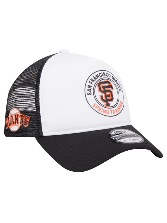 Men's New Era White/Black San Francisco Giants Spring Training Circle Foam A-Frame 9FORTY Trucker Adjustable Hat