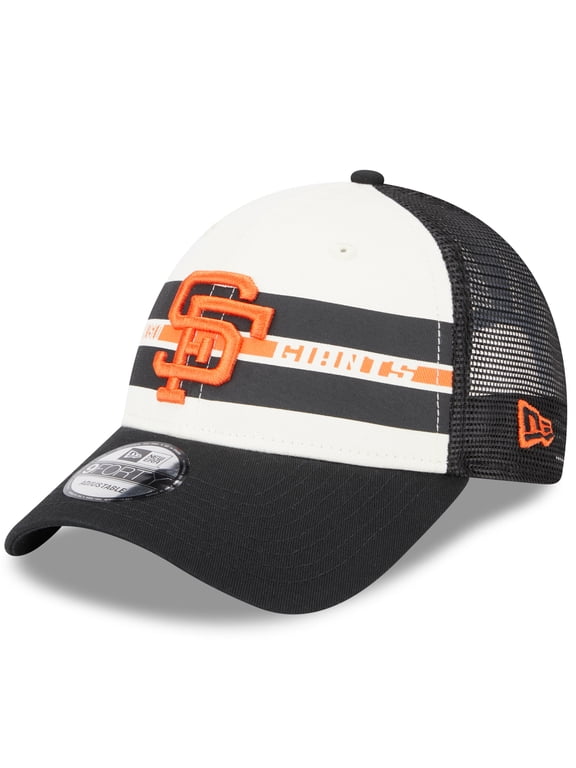 Men's New Era White/Black San Francisco Giants Team Stripe Trucker 9FORTY Snapback Hat