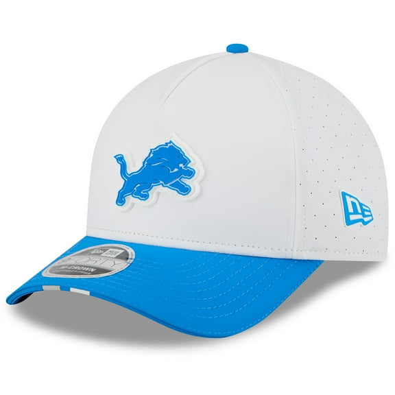 Youth New Era White/Blue Detroit Lions 2025 NFL Training Camp A-Frame 9FORTY Adjustable Hat
