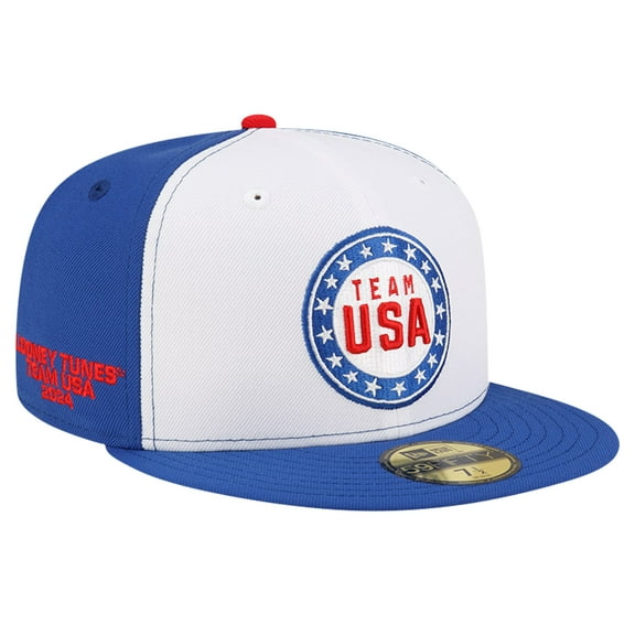 Men's New Era  White/Blue  Looney Tunes x Team USA Circle 59FIFTY Fitted Hat