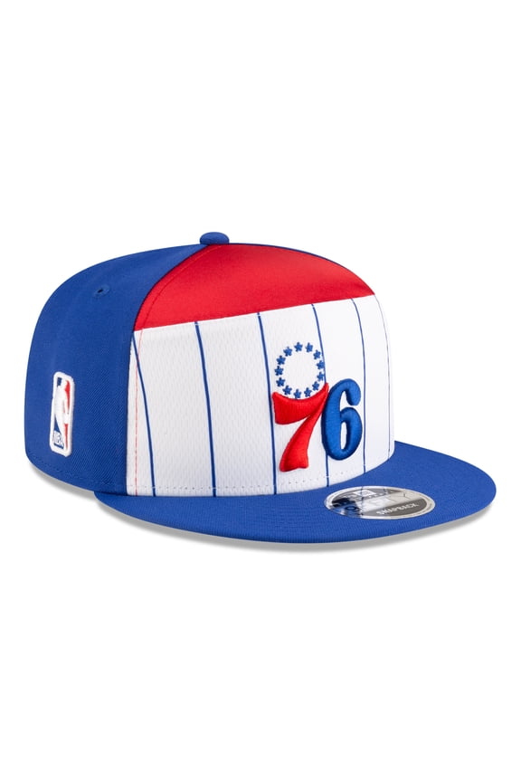 Men's New Era White/Blue Philadelphia 76ers 2025 NBA Tip Off Split Panel 9FIFTY Snapback Hat
