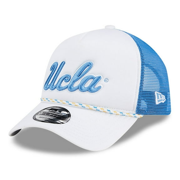 Men's New Era White/Blue UCLA Bruins Court Sport Foam A-Frame 9FORTY Adjustable Trucker Hat