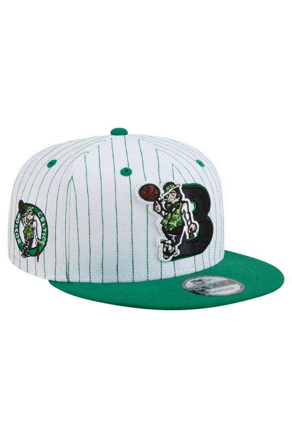 Men's New Era White Boston Celtics Deceptor Pinstripe 9FIFTY Snapback Hat